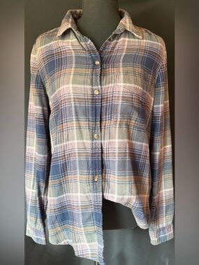 American Eagle Soft & Sexy Boyfriend Fit Plaid Flannel Grunge Seattle Vibes